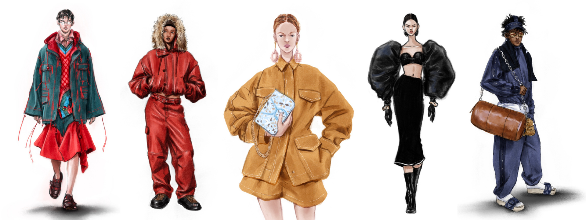 figurines de moda en distintas poses a color